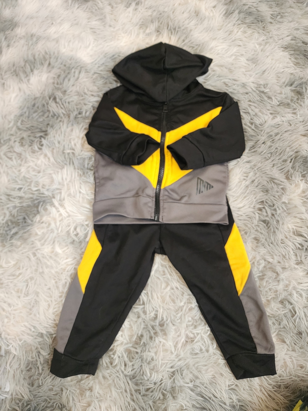 Black, Gray & Yellow Kids Hoodie Set